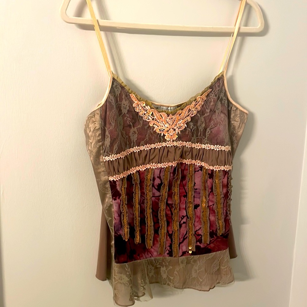 NWT Vintage Sequined & Lace Camisole